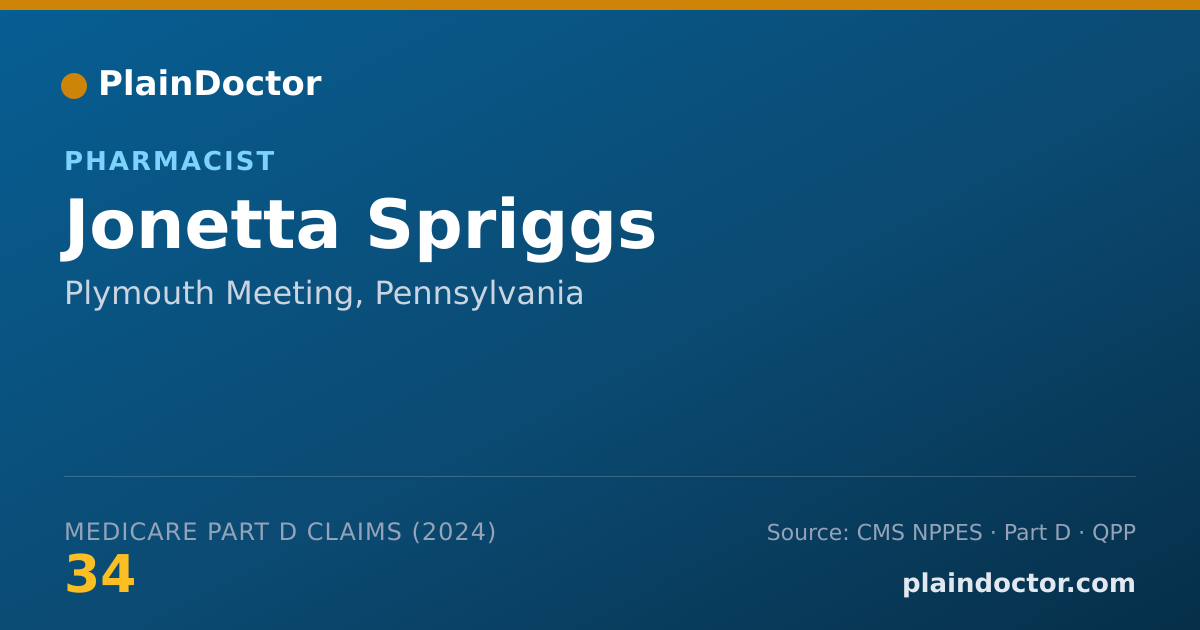 Shareable card for Jonetta Spriggs - Pharmacist, Plymouth Meeting, PA