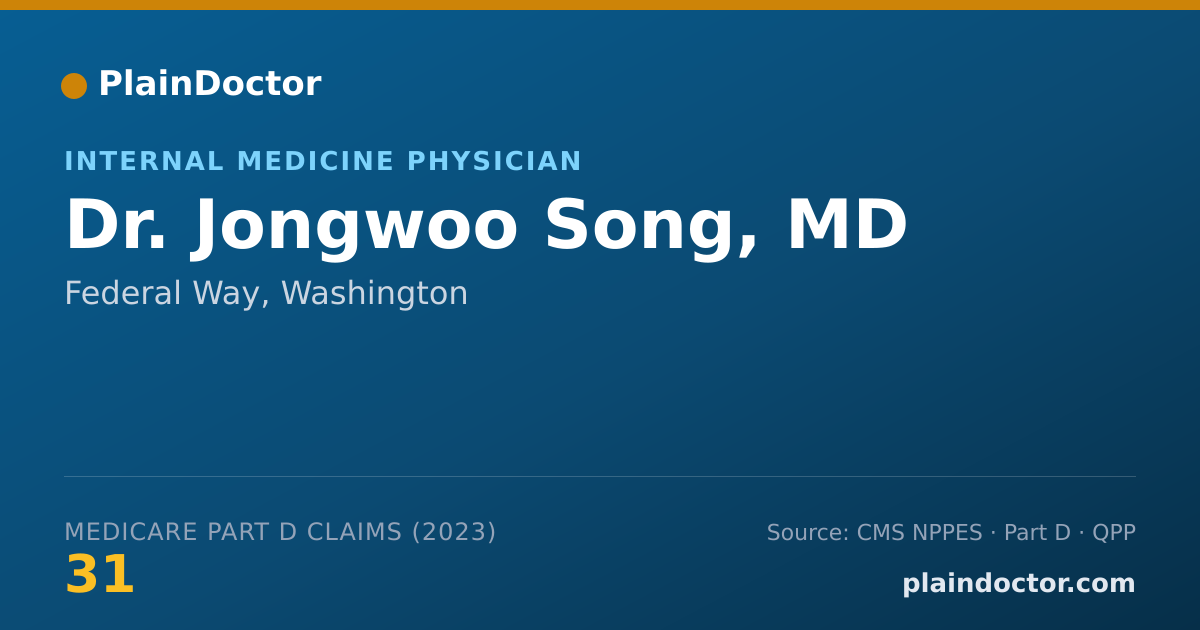 Shareable card for Jongwoo Song, MD - Internal Medicine Physician, Federal Way, WA