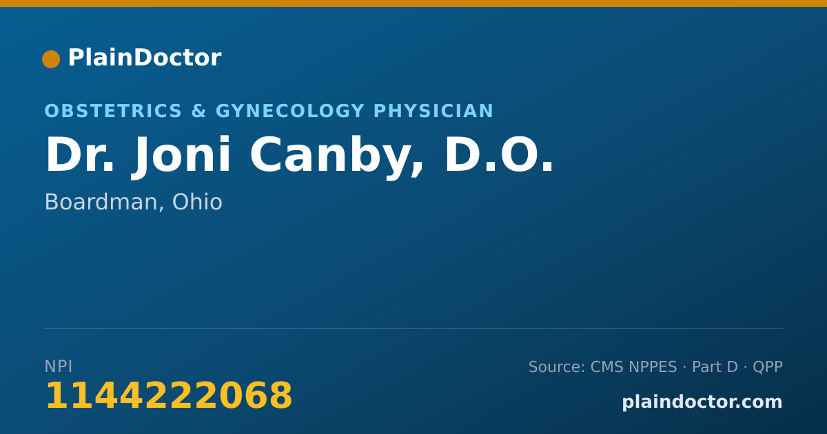 Shareable card for Joni Canby, D.O. - Obstetrics & Gynecology Physician, Boardman, OH