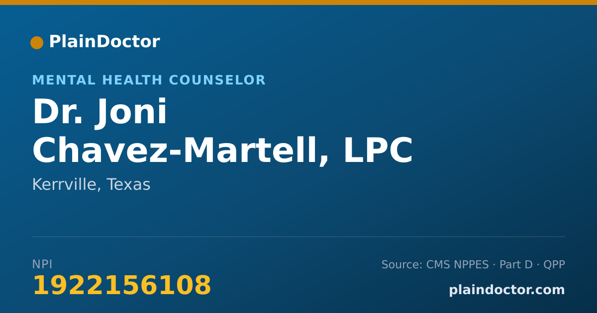 Shareable card for Joni Chavez-Martell, LPC - Mental Health Counselor, Kerrville, TX