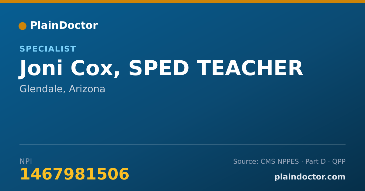 Shareable card for Joni Cox, SPED TEACHER - Specialist, Glendale, AZ