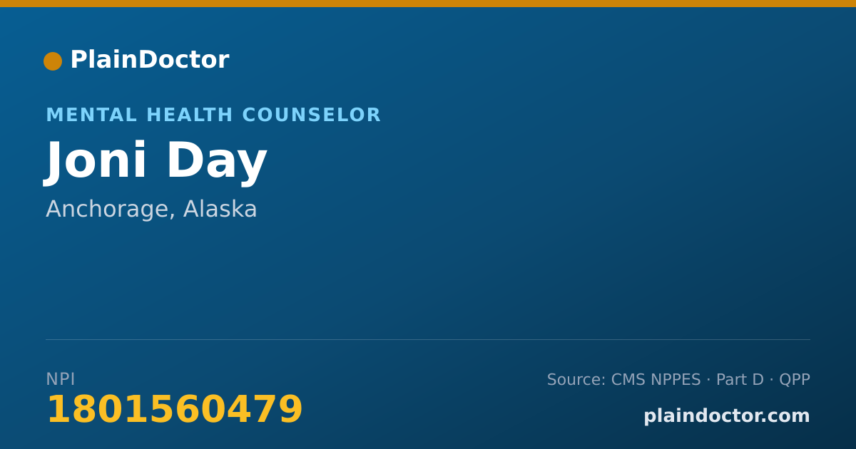 Shareable card for Joni Day - Mental Health Counselor, Anchorage, AK