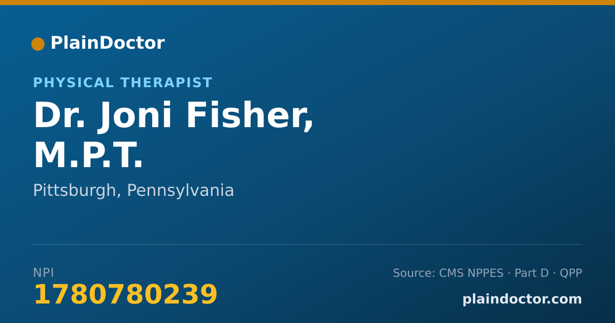 Shareable card for Joni Fisher, M.P.T. - Physical Therapist, Pittsburgh, PA