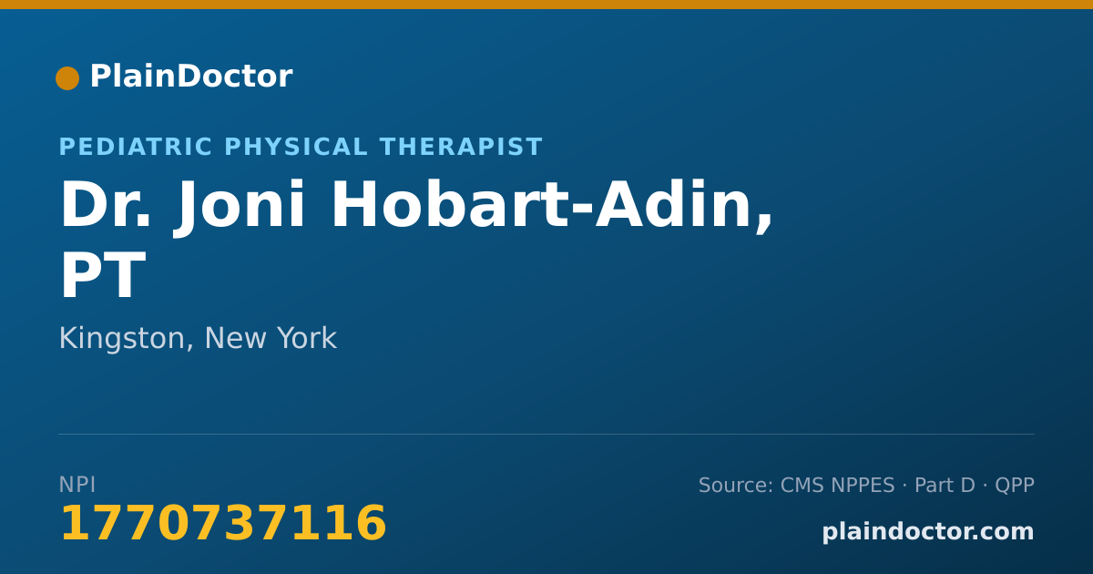 Shareable card for Joni Hobart-Adin, PT - Pediatric Physical Therapist, Kingston, NY