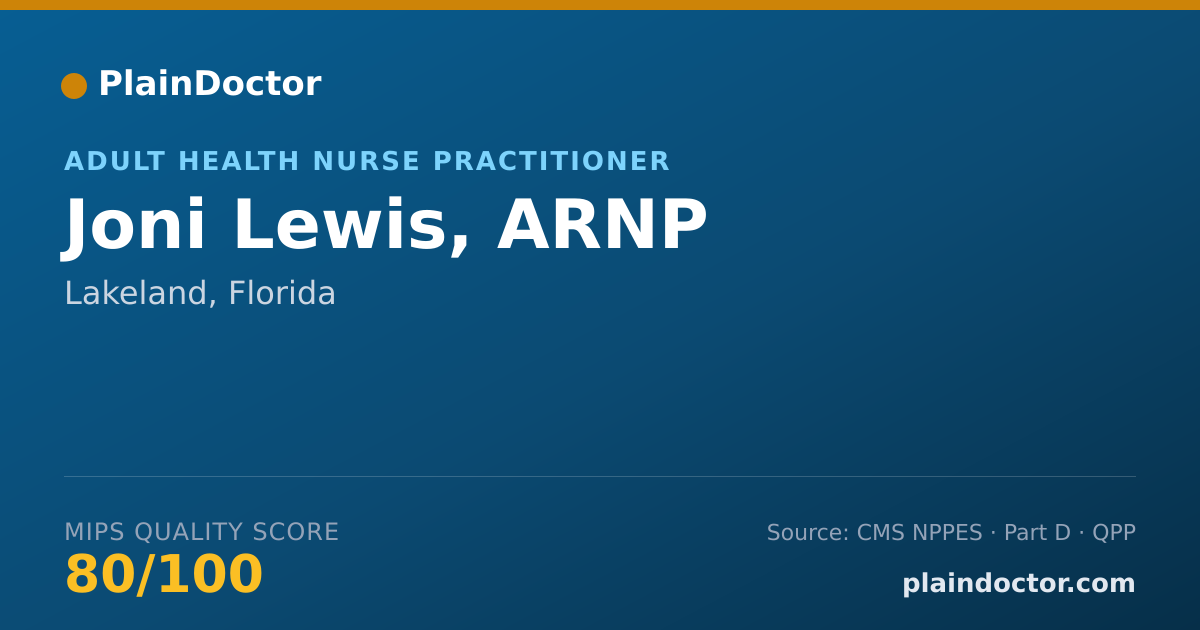 Shareable card for Joni Lewis, ARNP - Adult Health Nurse Practitioner, Lakeland, FL
