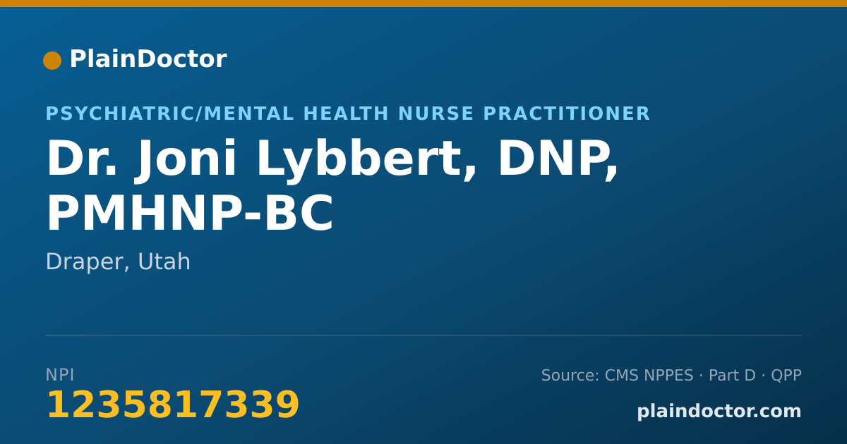 Shareable card for Joni Lybbert, DNP, PMHNP-BC - Psychiatric/Mental Health Nurse Practitioner, Draper, UT