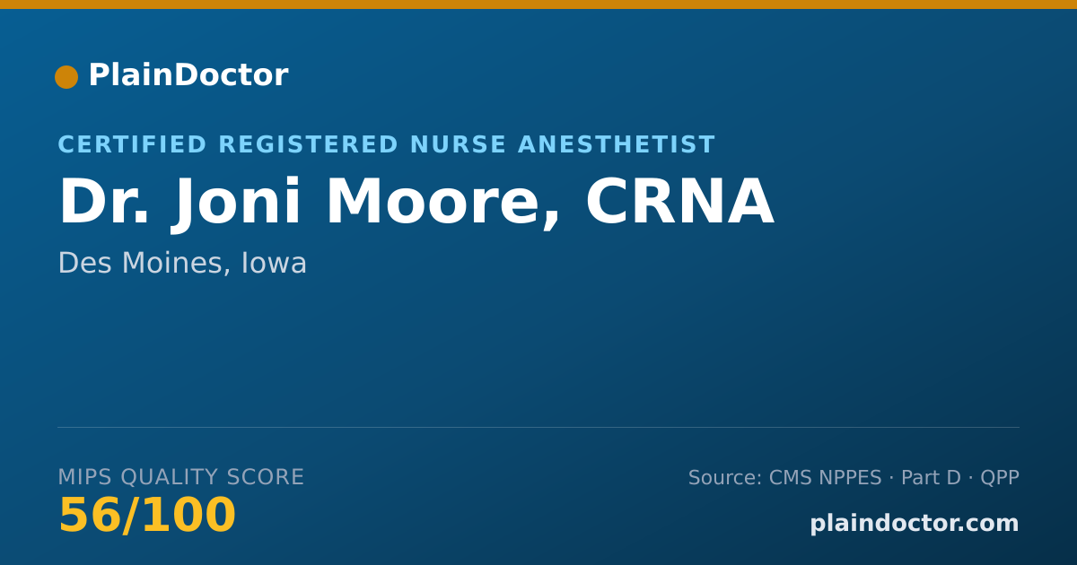Shareable card for Joni Moore, CRNA - Certified Registered Nurse Anesthetist, Des Moines, IA