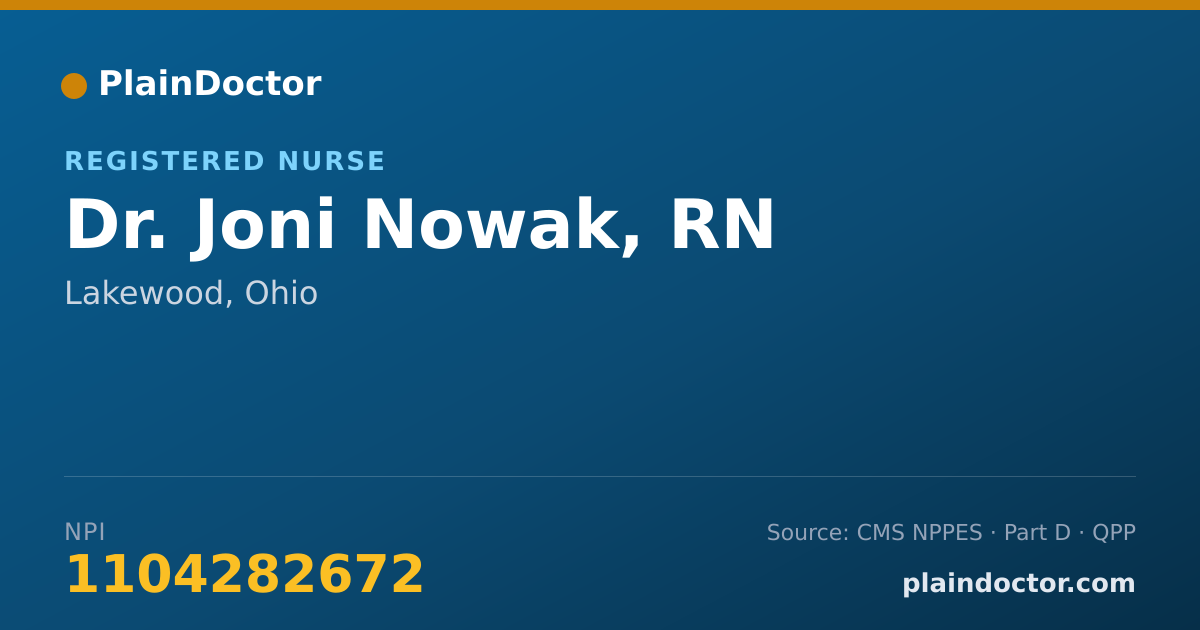 Shareable card for Joni Nowak, RN - Registered Nurse, Lakewood, OH