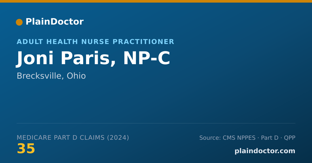 Shareable card for Joni Paris, NP-C - Adult Health Nurse Practitioner, Brecksville, OH