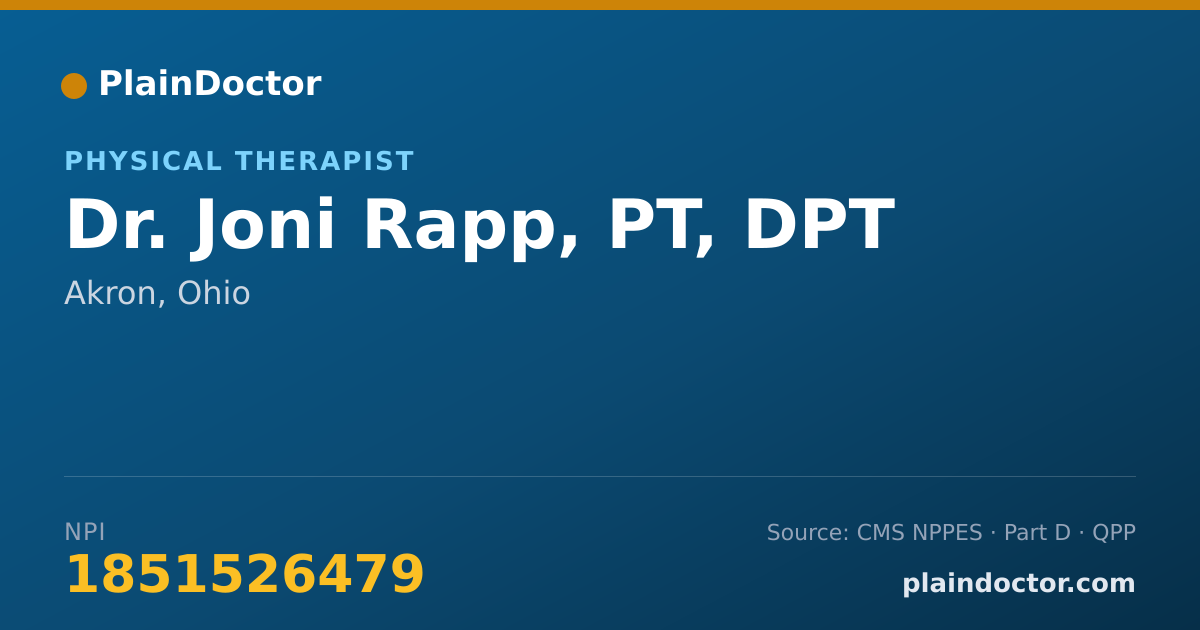 Shareable card for Joni Rapp, PT, DPT - Physical Therapist, Akron, OH