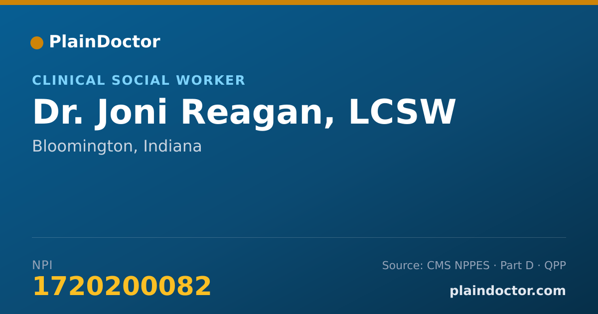 Shareable card for Joni Reagan, LCSW - Clinical Social Worker, Bloomington, IN