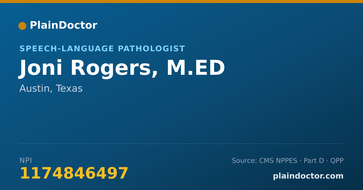 Shareable card for Joni Rogers, M.ED - Speech-Language Pathologist, Austin, TX