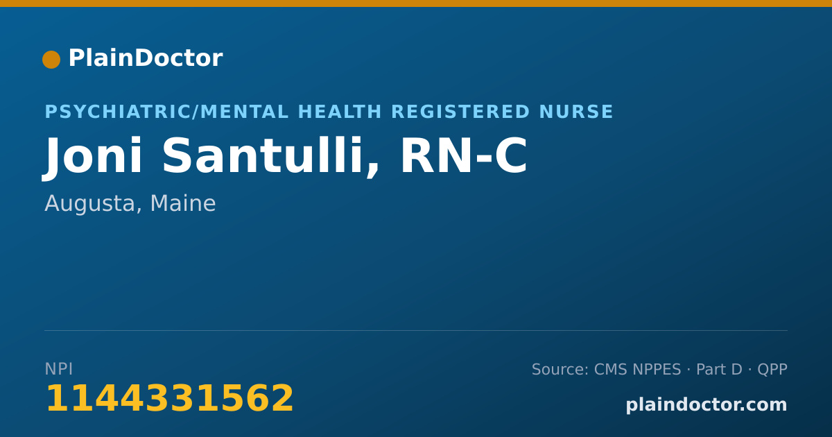 Shareable card for Joni Santulli, RN-C - Psychiatric/Mental Health Registered Nurse, Augusta, ME