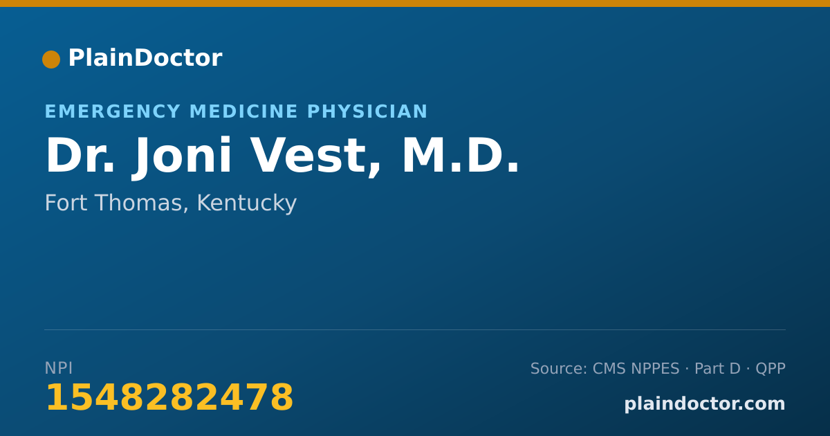Shareable card for Joni Vest, M.D. - Emergency Medicine Physician, Fort Thomas, KY