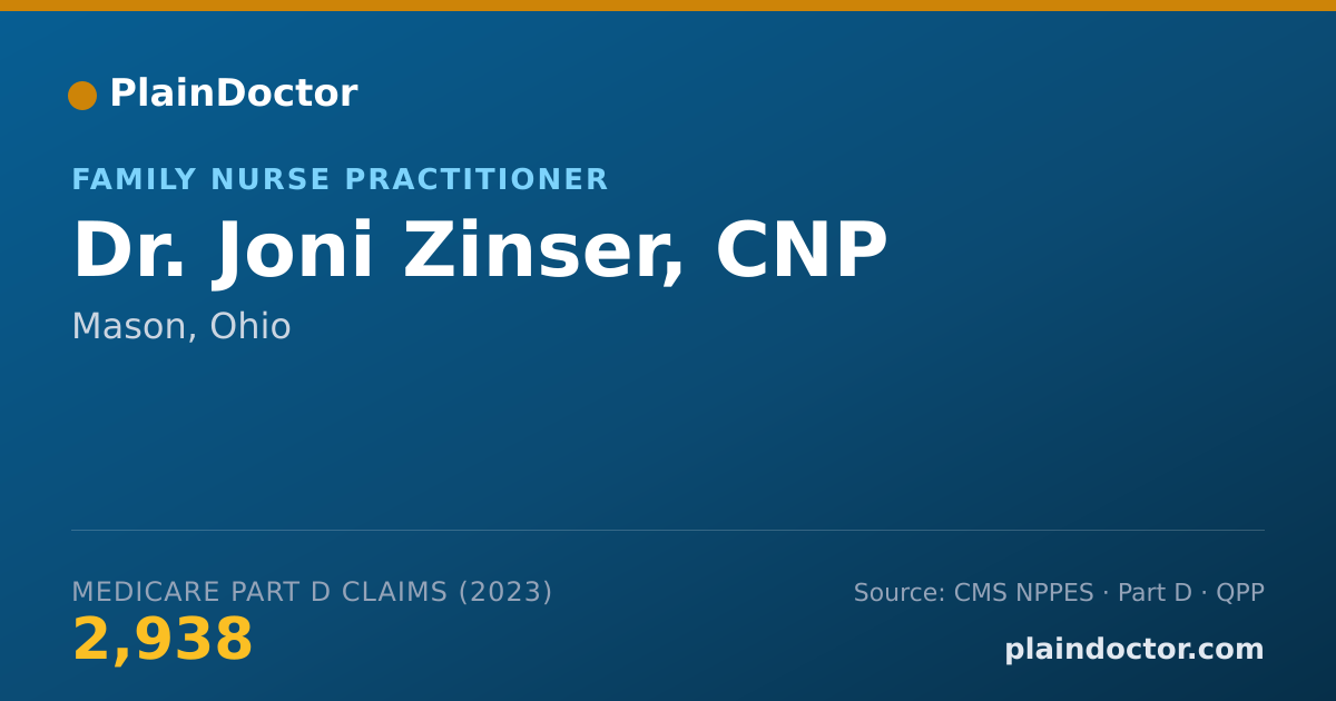 Shareable card for Joni Zinser, CNP - Family Nurse Practitioner, Mason, OH