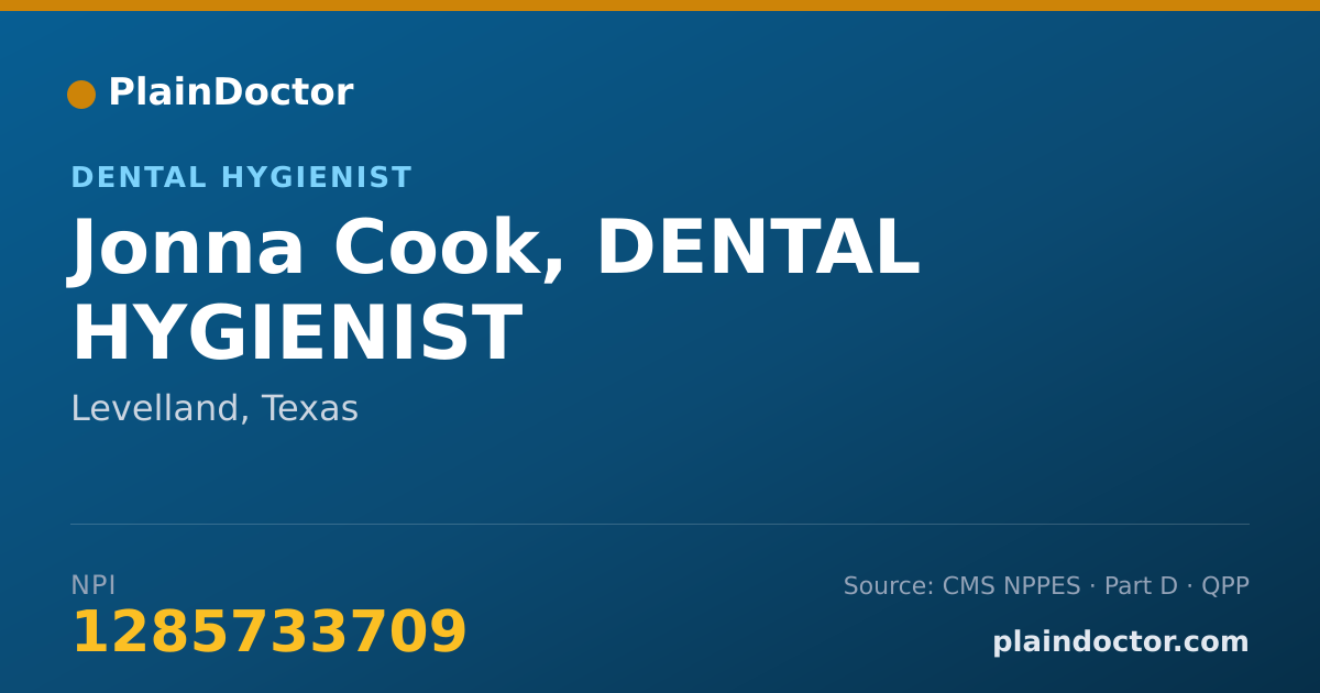 Shareable card for Jonna Cook, DENTAL HYGIENIST - Dental Hygienist, Levelland, TX
