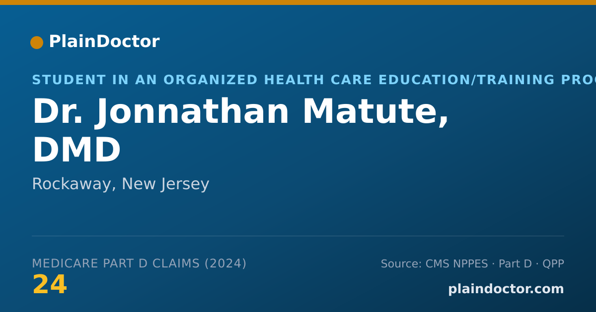 Shareable card for Jonnathan Matute, DMD - Student in an Organized Health Care Education/Training Program, Rockaway, NJ