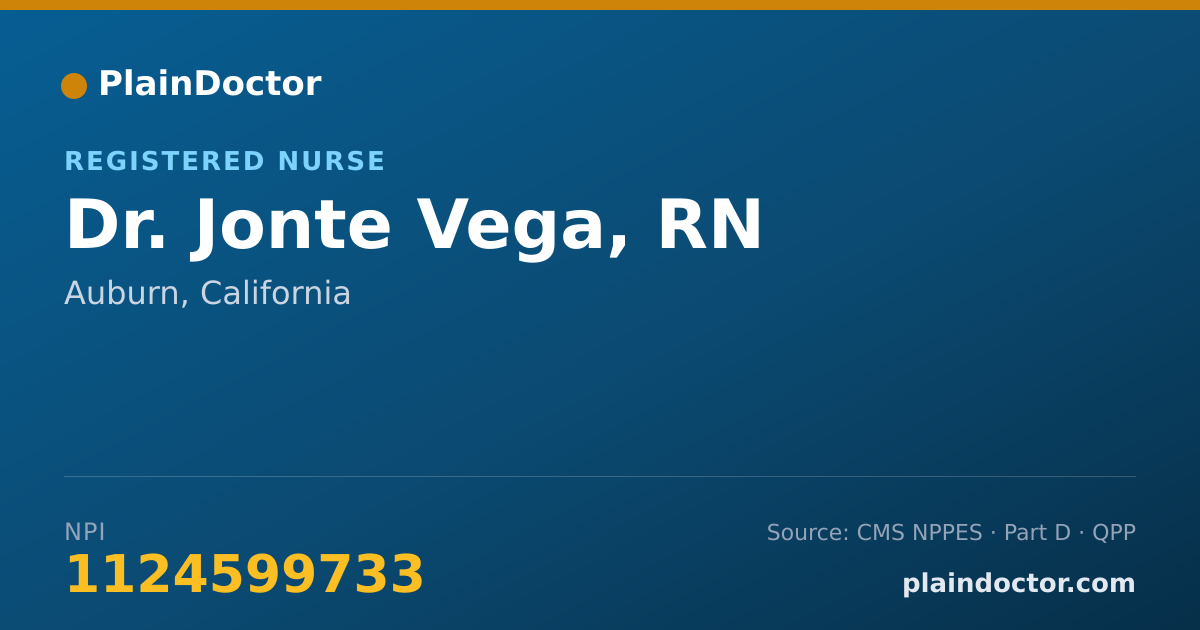 Shareable card for Jonte Vega, RN - Registered Nurse, Auburn, CA