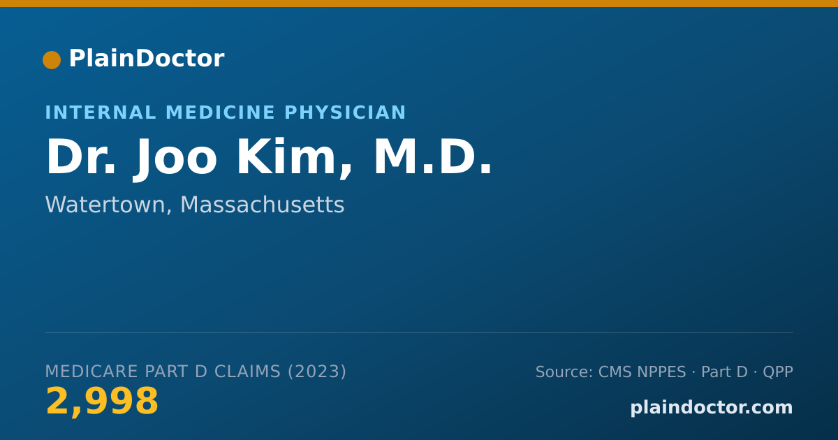 Shareable card for Joo Kim, M.D. - Internal Medicine Physician, Watertown, MA