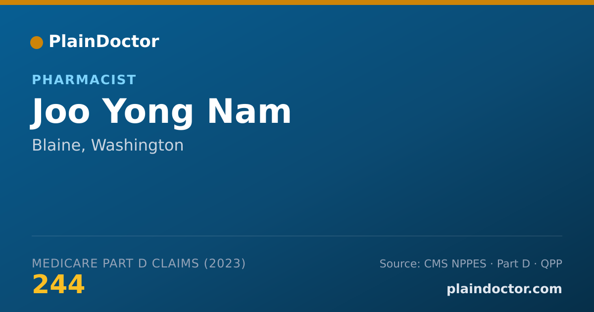 Shareable card for Joo Yong Nam - Pharmacist, Blaine, WA