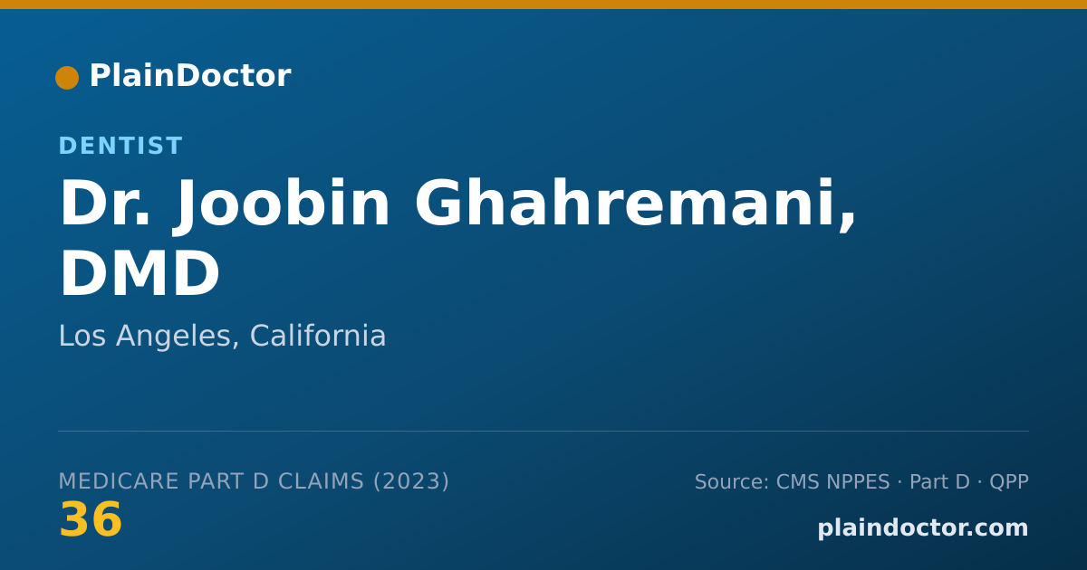 Shareable card for Joobin Ghahremani, DMD - Dentist, Los Angeles, CA