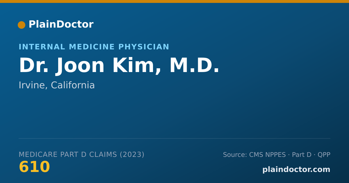 Shareable card for Joon Kim, M.D. - Internal Medicine Physician, Irvine, CA