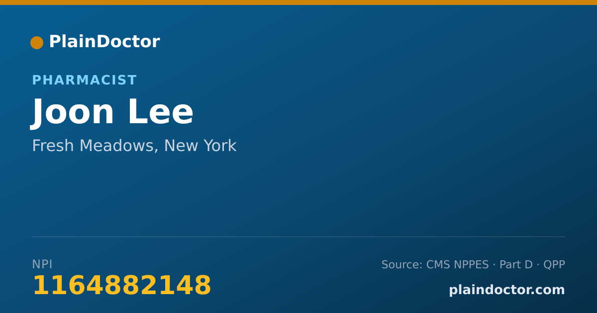 Shareable card for Joon Lee - Pharmacist, Fresh Meadows, NY