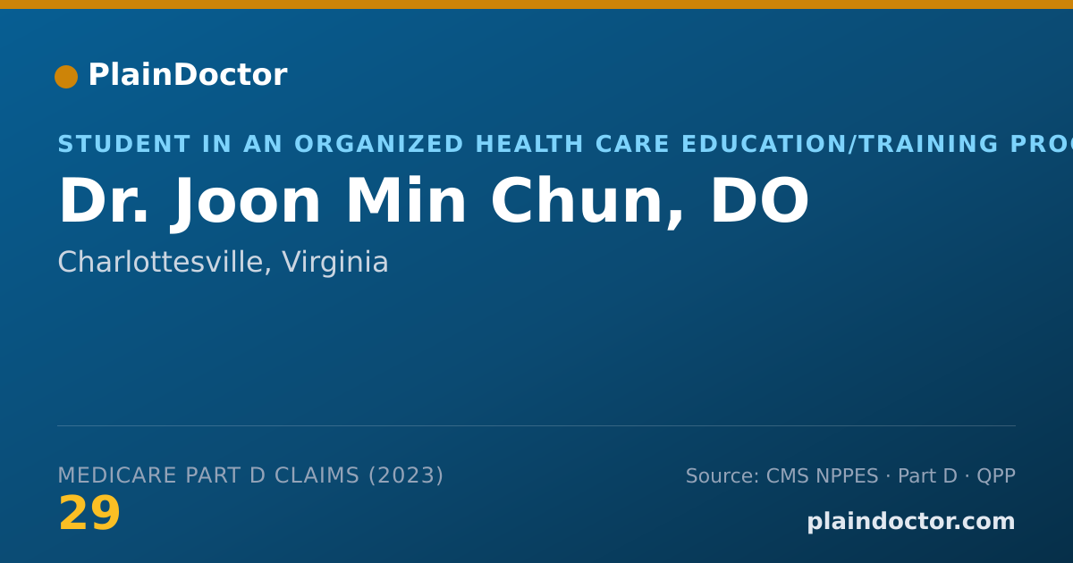Shareable card for Joon Min Chun, DO - Student in an Organized Health Care Education/Training Program, Charlottesville, VA