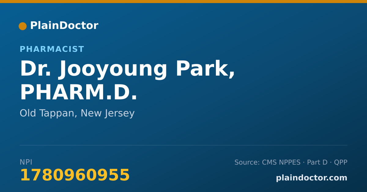 Shareable card for Jooyoung Park, PHARM.D. - Pharmacist, Old Tappan, NJ