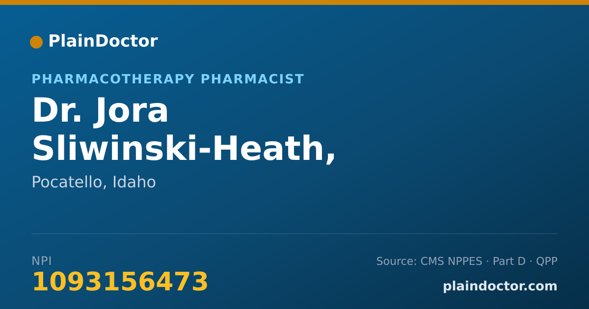 Shareable card for Jora Sliwinski-Heath, PHARMD - Pharmacotherapy Pharmacist, Pocatello, ID