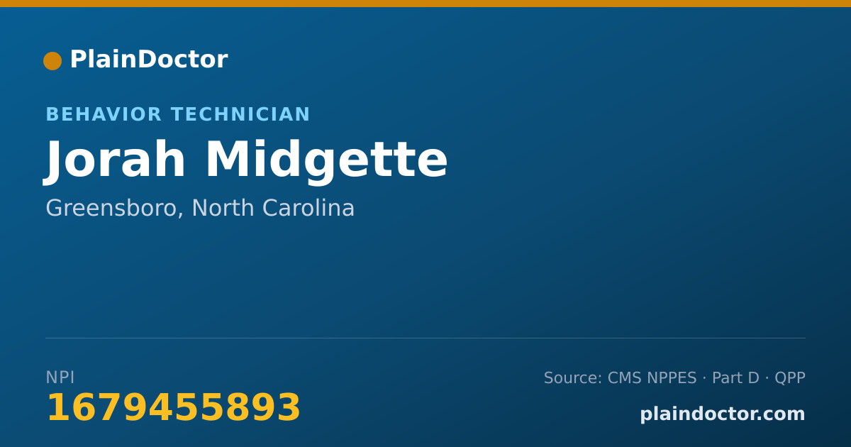 Shareable card for Jorah Midgette - Behavior Technician, Greensboro, NC