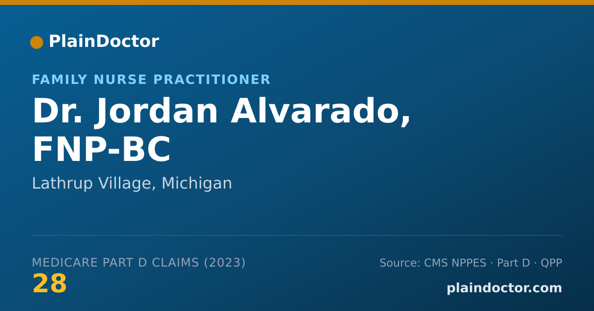 Shareable card for Jordan Alvarado, FNP-BC - Family Nurse Practitioner, Lathrup Village, MI