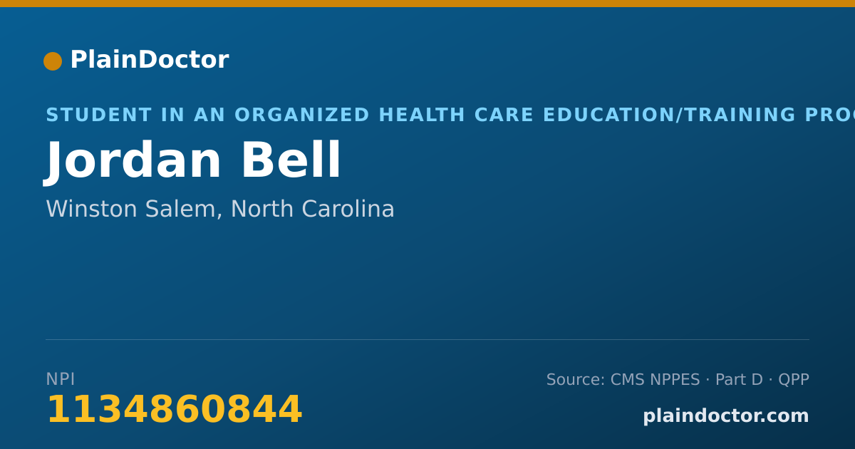 Shareable card for Jordan Bell - Ophthalmology Physician, Winston Salem, NC