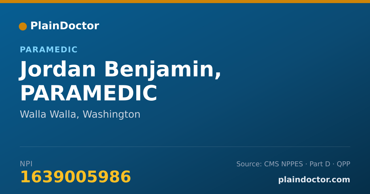 Shareable card for Jordan Benjamin, PARAMEDIC - Paramedic, Walla Walla, WA