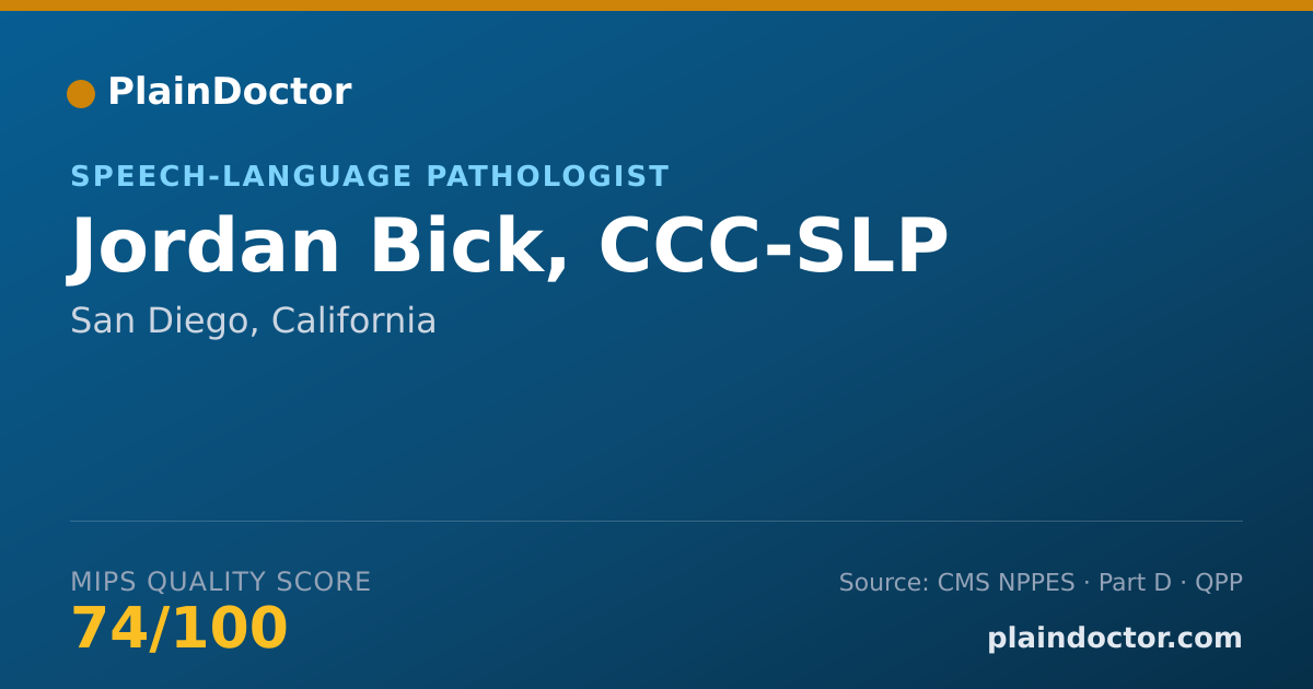 Shareable card for Jordan Bick, CCC-SLP - Speech-Language Pathologist, San Diego, CA