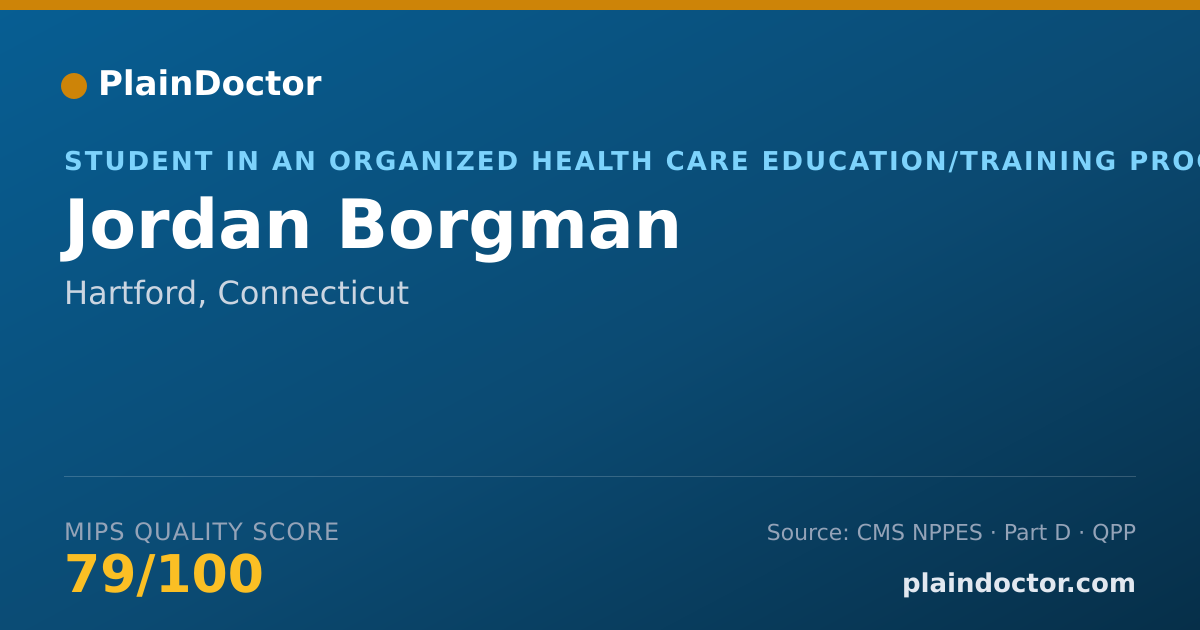 Shareable card for Jordan Borgman - Student in an Organized Health Care Education/Training Program, Hartford, CT