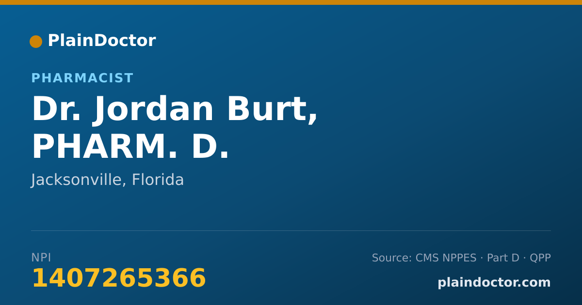 Shareable card for Jordan Burt, PHARM. D. - Pharmacist, Jacksonville, FL