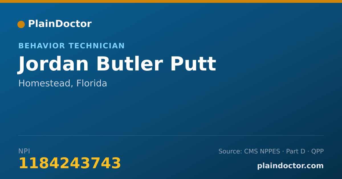 Shareable card for Jordan Butler Putt - Behavior Technician, Homestead, FL