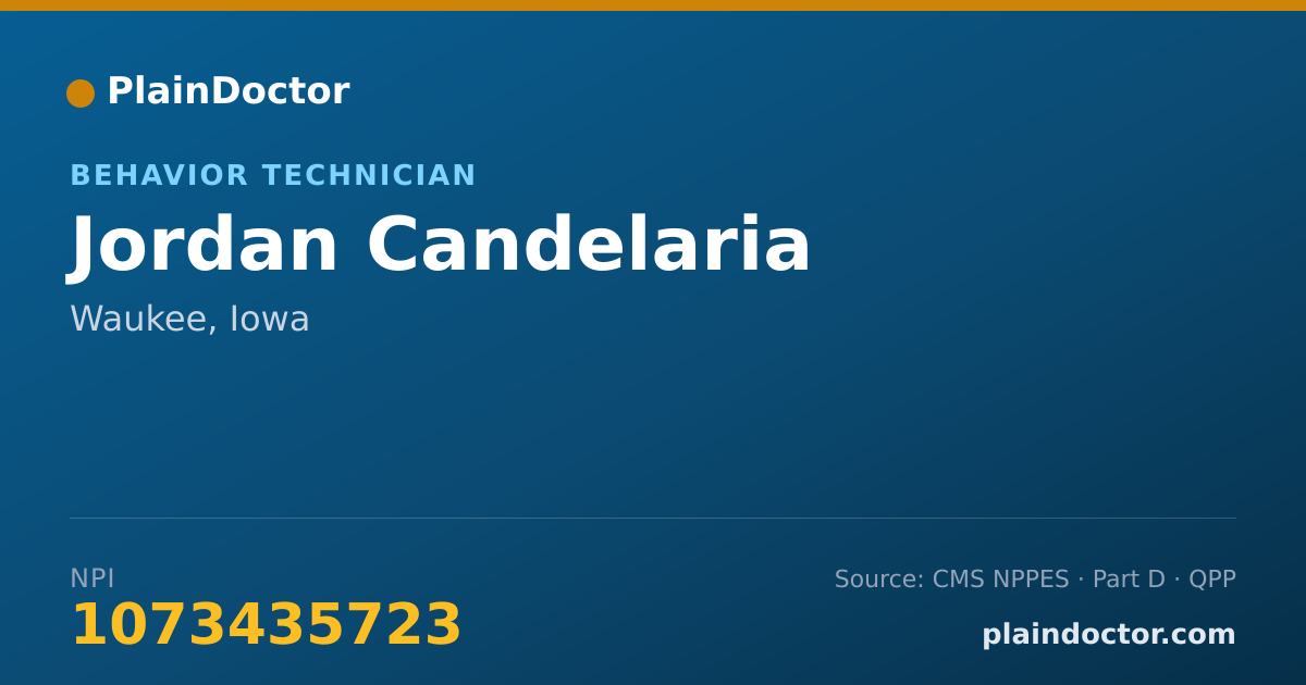 Shareable card for Jordan Candelaria - Behavior Technician, Waukee, IA