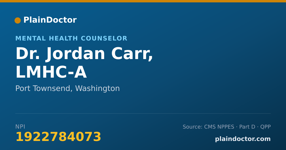 Shareable card for Jordan Carr, LMHC-A - Mental Health Counselor, Port Townsend, WA