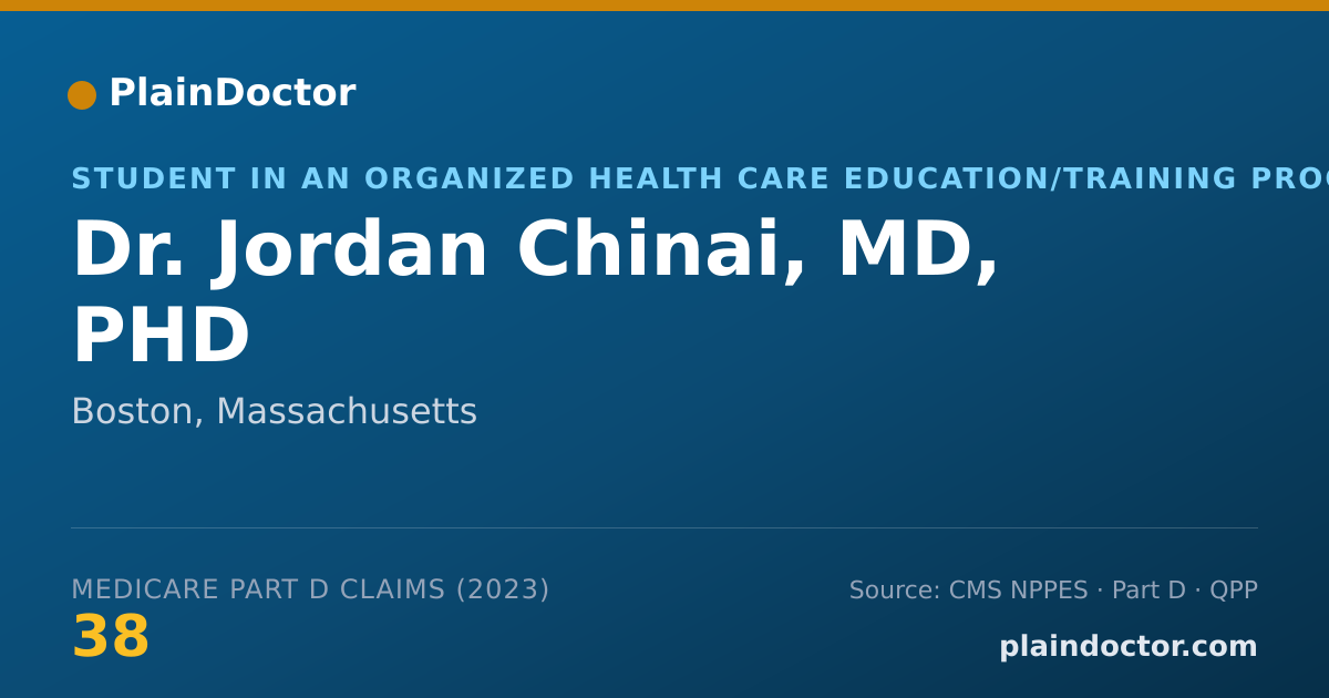 Shareable card for Jordan Chinai, MD, PHD - Student in an Organized Health Care Education/Training Program, Boston, MA