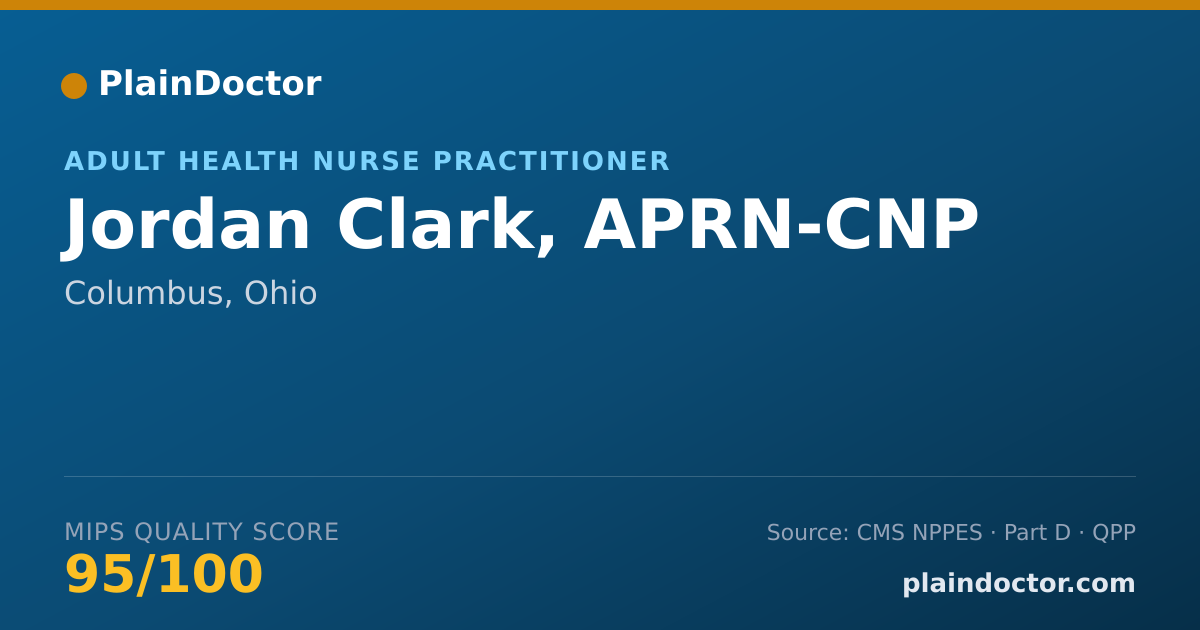 Shareable card for Jordan Clark, APRN-CNP - Adult Health Nurse Practitioner, Columbus, OH