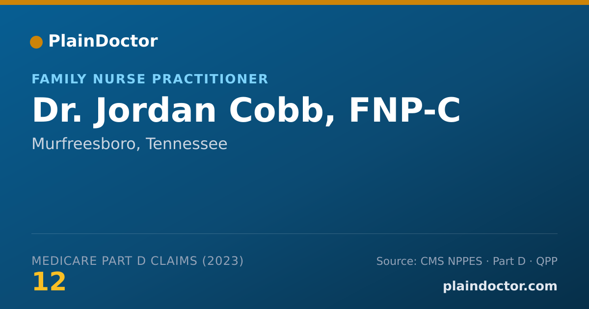 Shareable card for Jordan Cobb, FNP-C - Family Nurse Practitioner, Murfreesboro, TN
