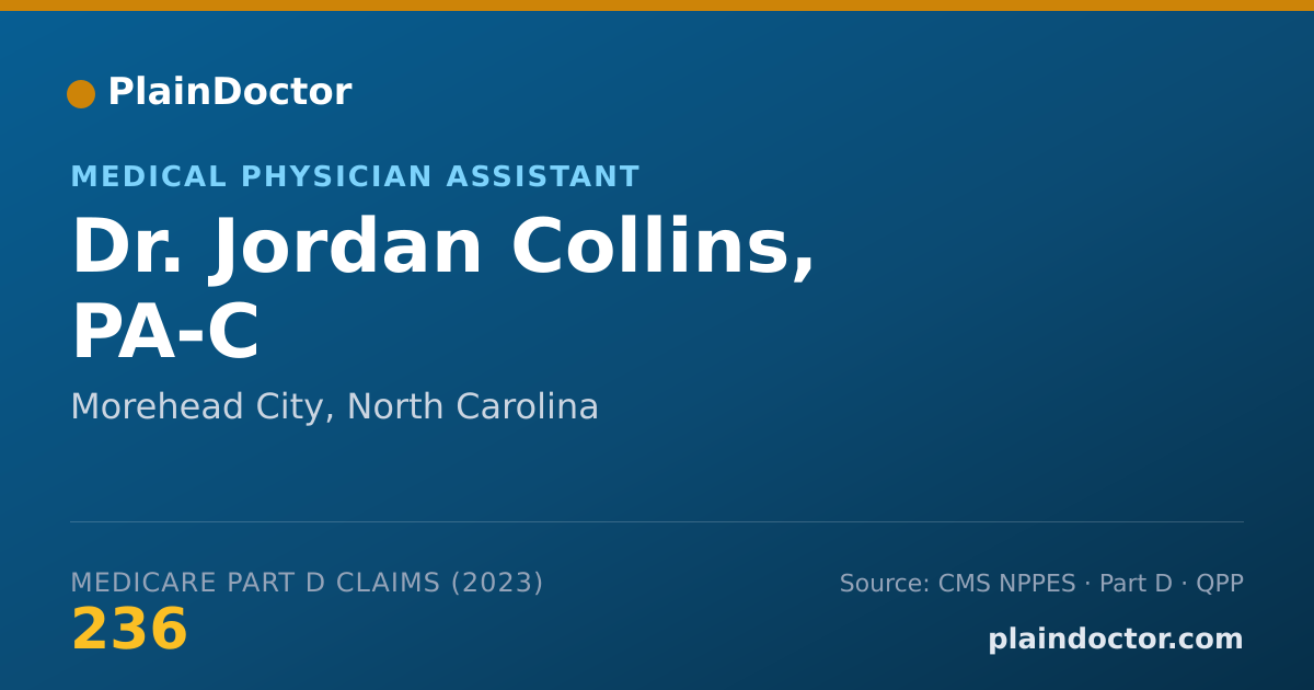 Shareable card for Jordan Collins, PA-C - Medical Physician Assistant, Morehead City, NC