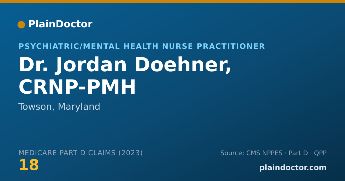 Shareable card for Jordan Doehner, CRNP-PMH - Psychiatric/Mental Health Nurse Practitioner, Towson, MD