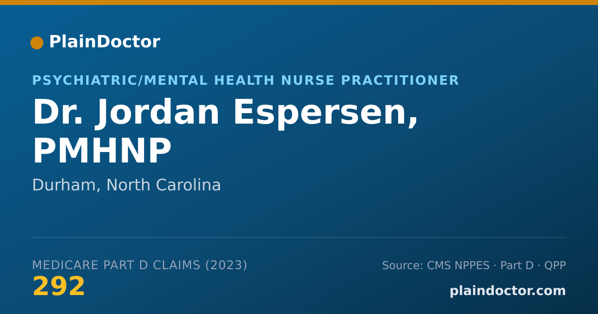 Shareable card for Jordan Espersen, PMHNP - Psychiatric/Mental Health Nurse Practitioner, Durham, NC