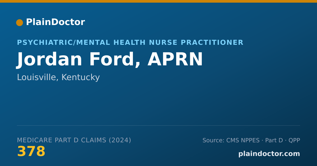 Shareable card for Jordan Ford, APRN - Psychiatric/Mental Health Nurse Practitioner, Louisville, KY