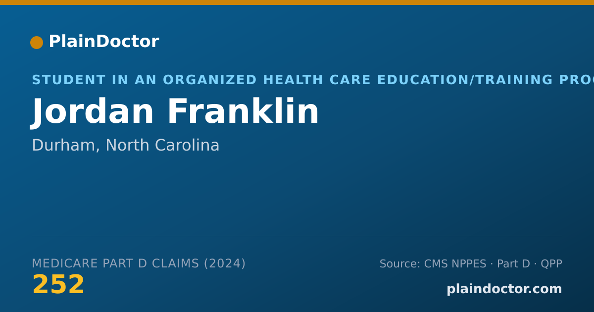 Shareable card for Jordan Franklin - Student in an Organized Health Care Education/Training Program, Durham, NC