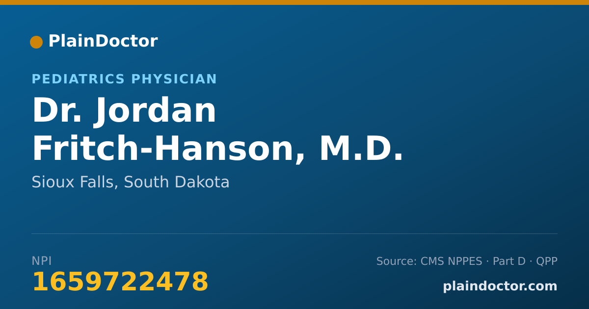 Shareable card for Jordan Fritch-Hanson, M.D. - Pediatrics Physician, Sioux Falls, SD