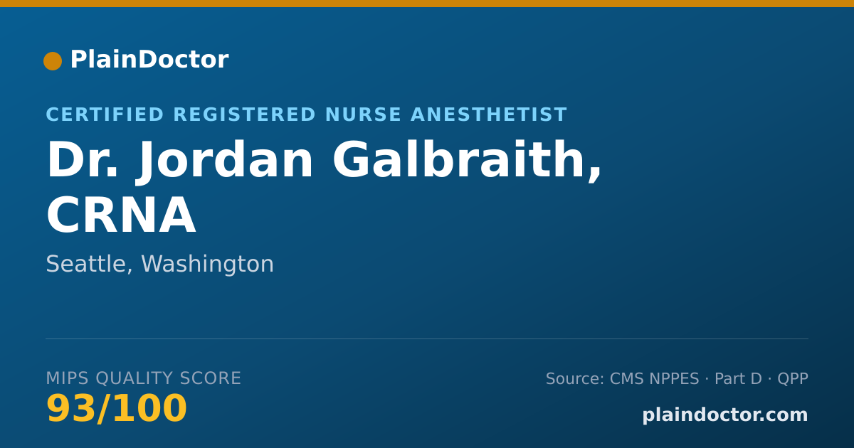 Shareable card for Jordan Galbraith, CRNA - Certified Registered Nurse Anesthetist, Seattle, WA